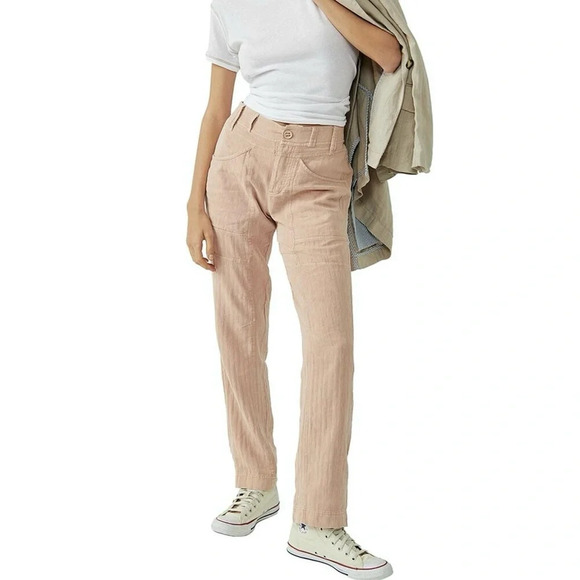 Free People Linen and Cotton Big Hit Slouch Pant in Prosecco. Button Fly. Small - Picture 15 of 15